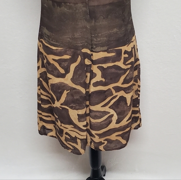 80s Vintage PG Collections Brown Giraffe Print Chiffon Mini Dress Scarf Set 6 - Picture 13 of 16